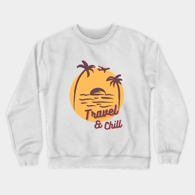 Travel And Chill Traveller Crewneck Sweatshirt by MinimalSpace